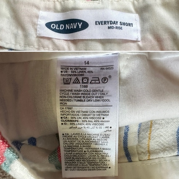 Old Navy Mid Rise Everyday Linen Blend Multicolor Stripes Women's Size 14 Summer - Picture 15 of 16